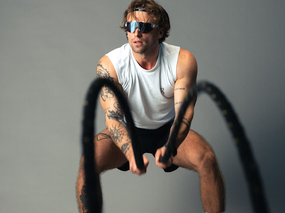 Battle ropes conditioning in studio